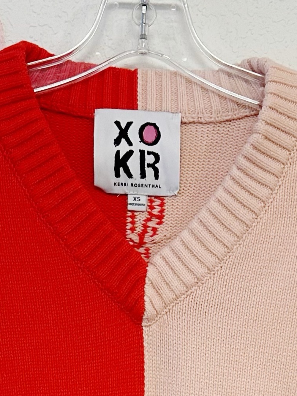 Kerri Rosenthal XOKR Color Blocked Sunburst V-neck Sweater XSmall - Picture 5 of 13